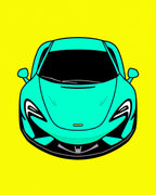 Aqua Sports Car Graphic Rug