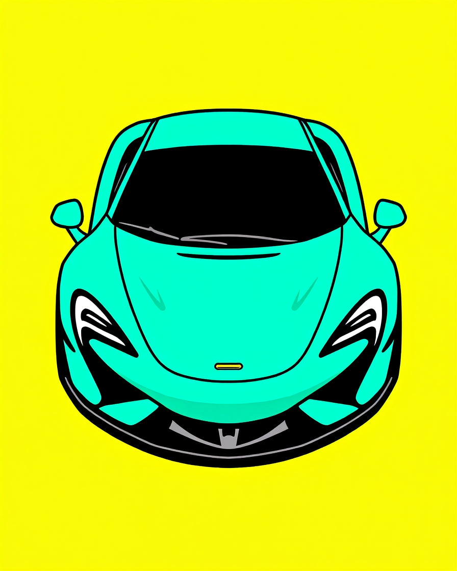 Aqua Sports Car Graphic Rug