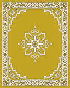 Golden Ochre Ornate Floral Border Rug