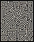 Black Cream Geometric Maze Op Art Rug