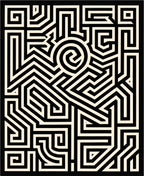Black Cream Geometric Maze Op Art Rug