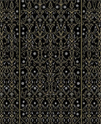 Elegant Black Gold Floral Vines Rug