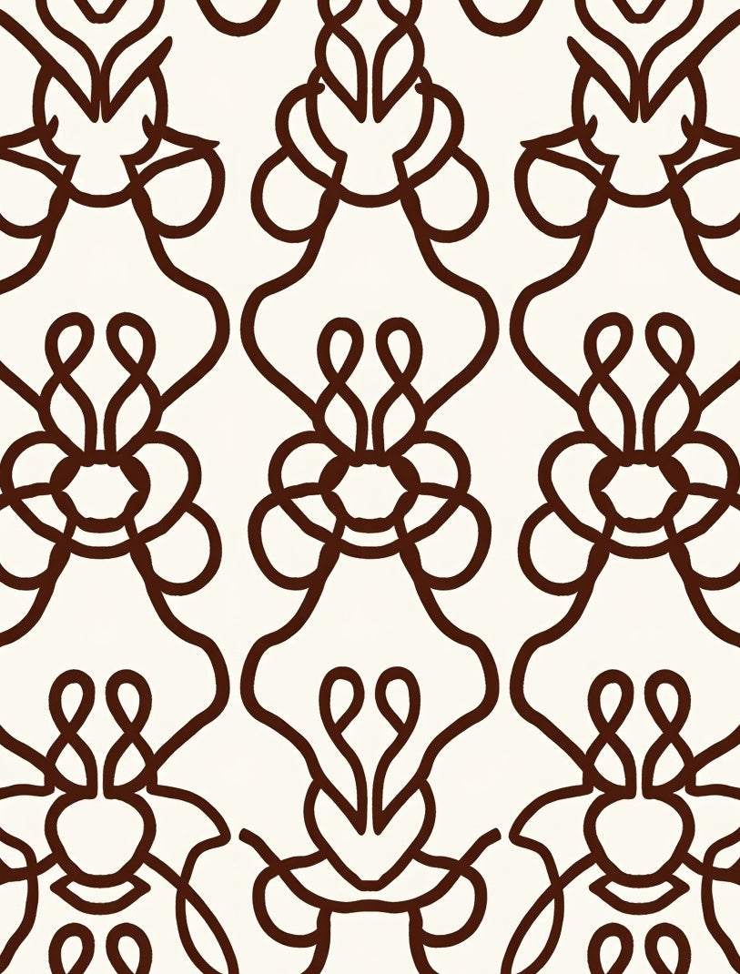Dark Brown Organic Swirl Damask Rug