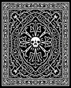 Gothic Skull Floral Black and White Rug