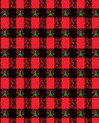 Red Black Green Buffalo Check Trees Rug