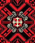 Bold Red Geometric Symmetry Rug