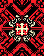 Bold Red Geometric Symmetry Rug