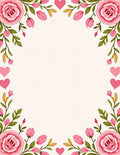Pink Rose Heart Floral Garden Rug