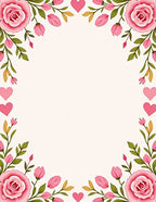 Pink Rose Heart Floral Garden Rug