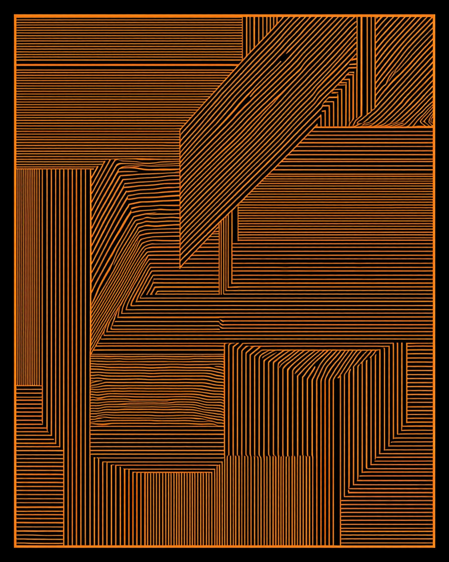 Orange Geometric Abstract Line Rug