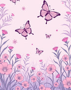 Pink Butterfly Flower Meadow Rug
