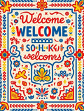 Bold Folk Art Floral Welcome Rug