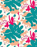 Teal Coral Pink Abstract Splatter Rug