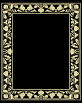 Golden Floral Border Frame Rug