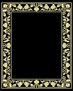 Golden Floral Border Frame Rug