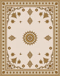Antique Gold Floral Medallion Cream Rug