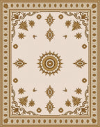 Antique Gold Floral Medallion Cream Rug