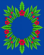 Vibrant Red Floral Wreath Greenery Rug