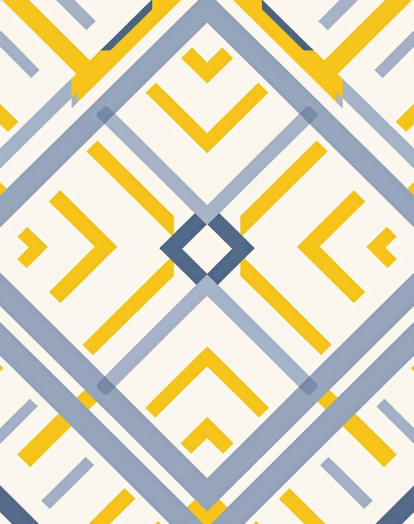 Mid Century Geometric Diamond Overlay Rug