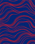 Deep Blue Red Wavy Lines Rug
