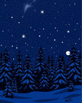 Midnight Blue Forest Starry Sky Rug