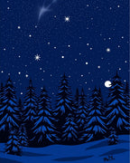 Midnight Blue Forest Starry Sky Rug