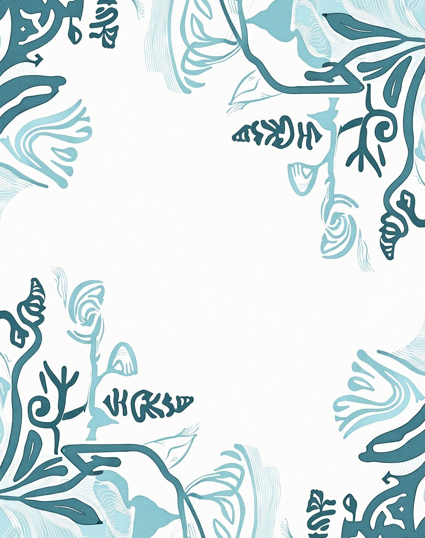Aqua Teal Art Nouveau Floral Rug