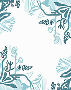 Aqua Teal Art Nouveau Floral Rug