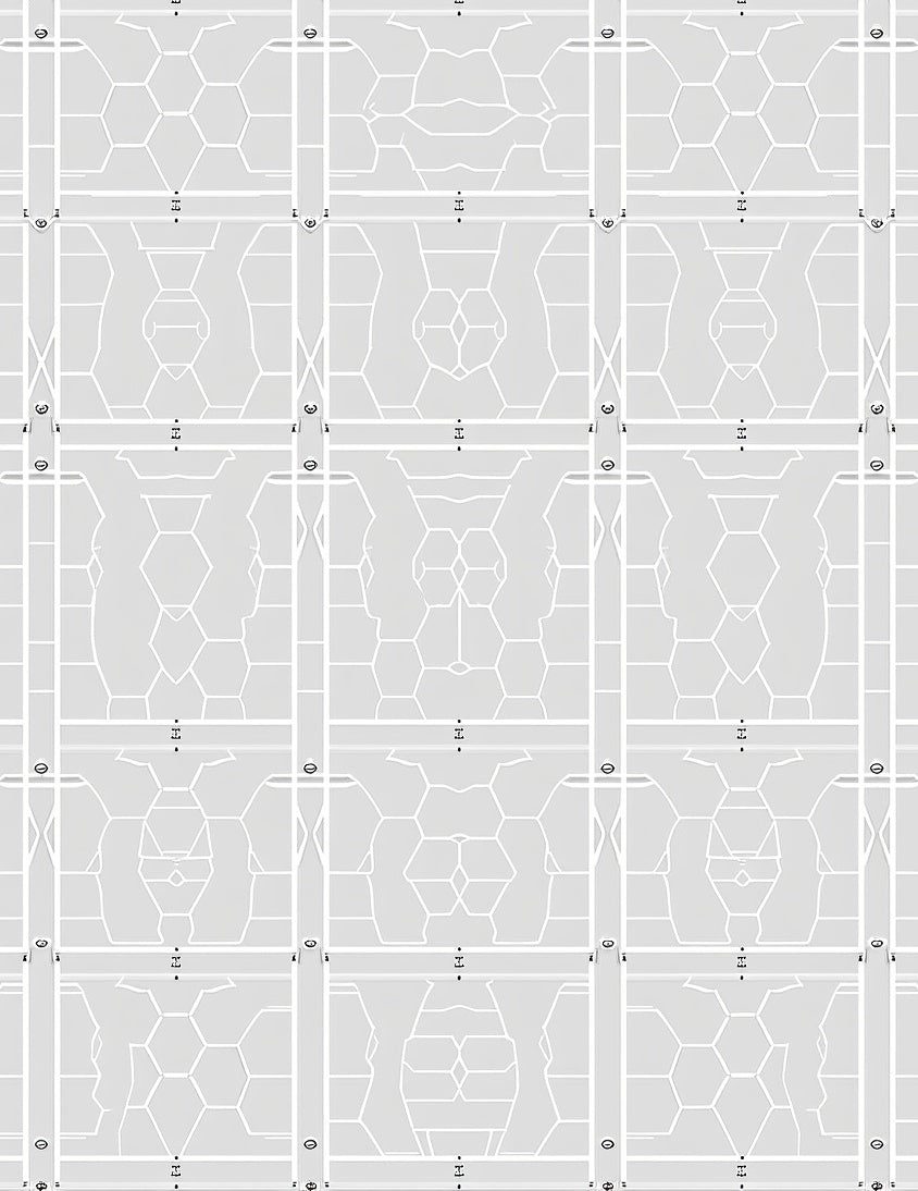 Pale Gray Geometric Hexagons Grid Rug