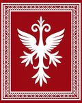 Crimson White Eagle Geometric Border Rug