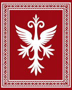 Crimson White Eagle Geometric Border Rug