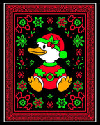 Festive Red Green Duck Christmas Rug