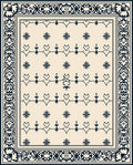 Cream Navy Floral Bordered Medallion Rug