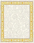 Ornate Gold Cream Swirl Border Rug