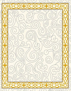 Ornate Gold Cream Swirl Border Rug