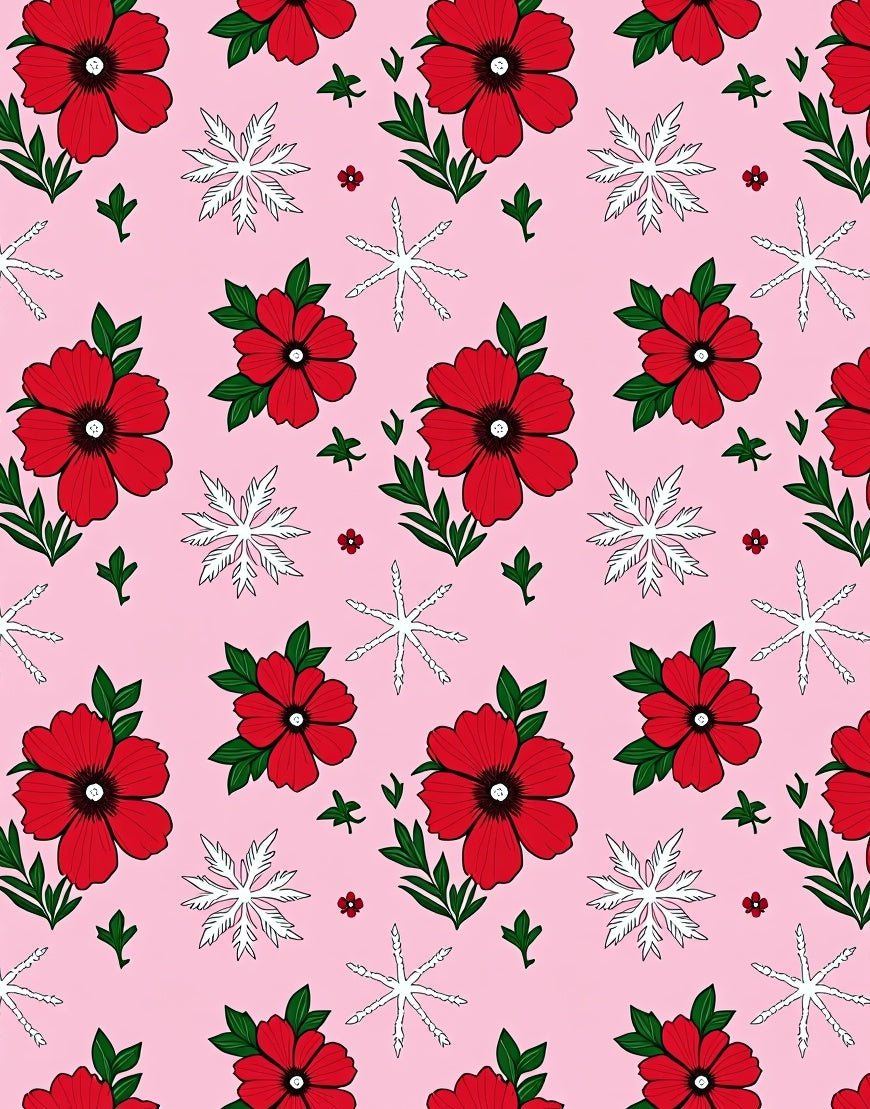 Red Poppy Snowflake Garden Rug