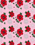 Red Poppy Snowflake Garden Rug