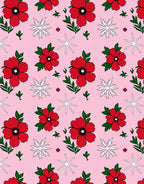 Red Poppy Snowflake Garden Rug
