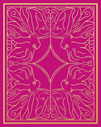 Vibrant Magenta Golden Abstract Figural Rug