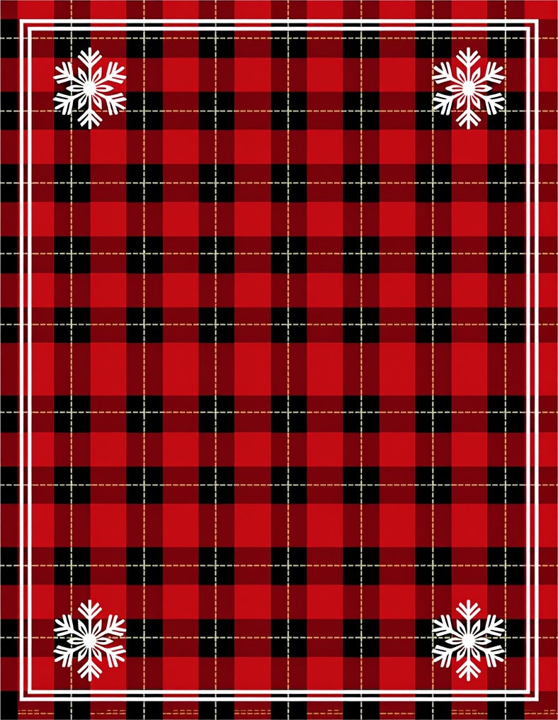 Classic Red Black Plaid Snowflake Rug