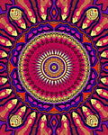 Vibrant Magenta Sunburst Mandala Art Rug