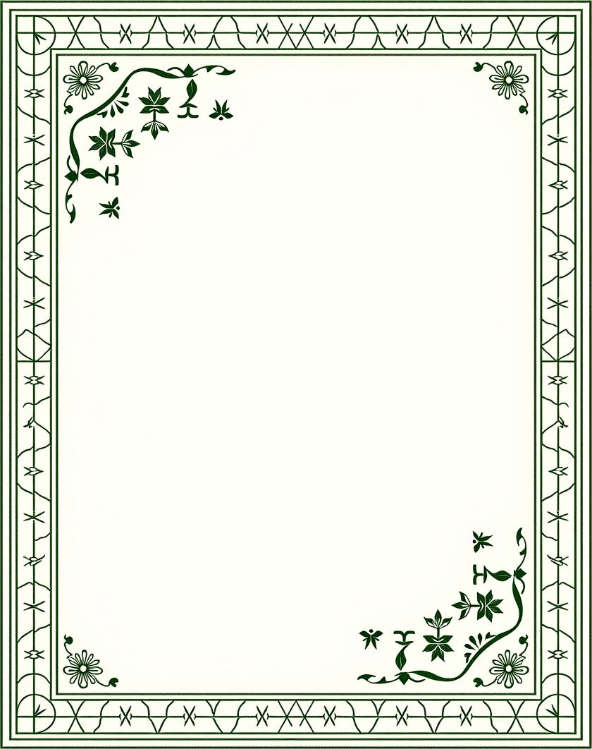 Dark Green Foliage Floral Corner Decoration Rug