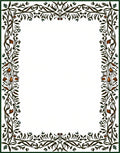 Green And Brown Botanical Vine Border Rug