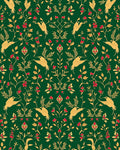 Golden Birds Emerald Floral Garland Rug