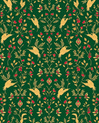 Golden Birds Emerald Floral Garland Rug