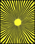Yellow Black Sunburst Rays Rug