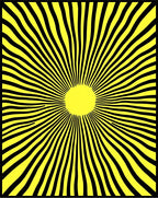 Yellow Black Sunburst Rays Rug