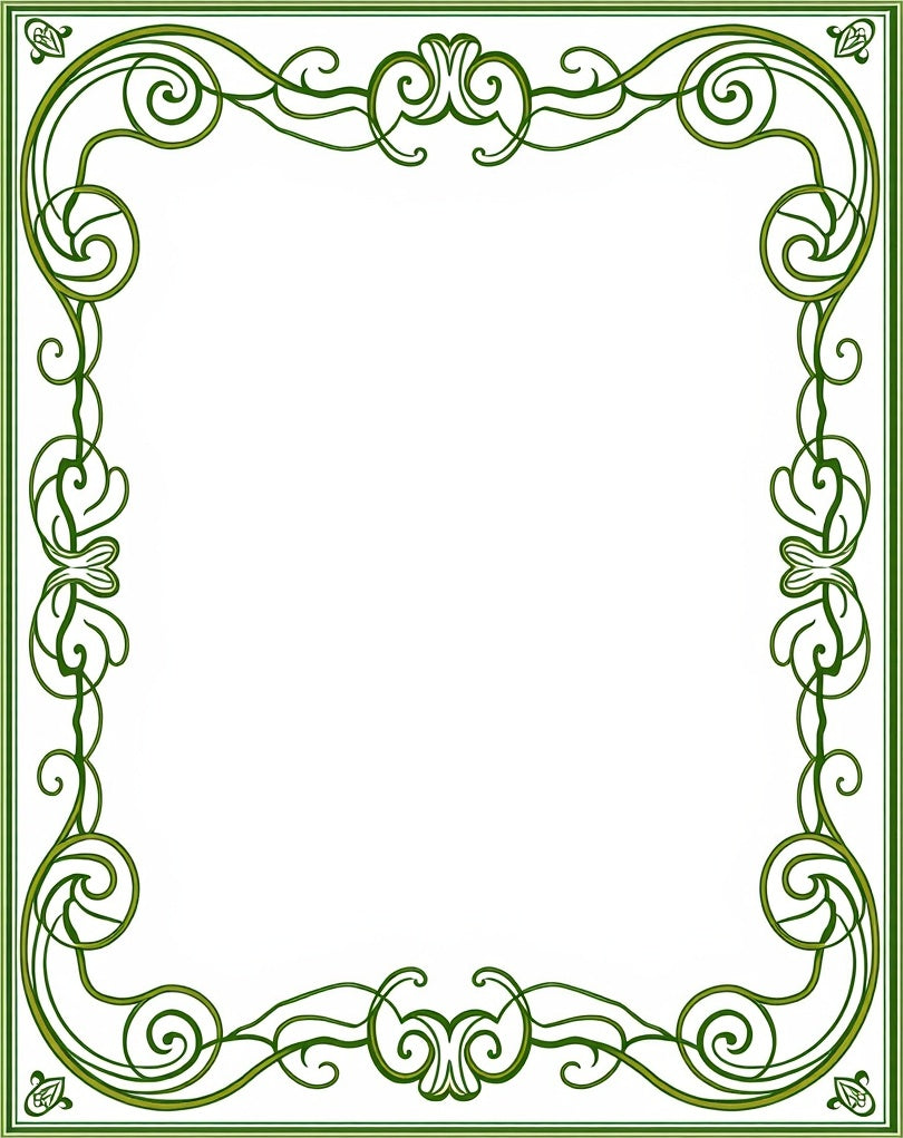 Emerald Art Nouveau Swirl Frame Rug