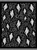 Eerie White Ghost Swirl Blackground Rug