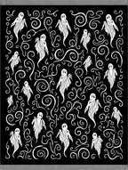 Eerie White Ghost Swirl Blackground Rug